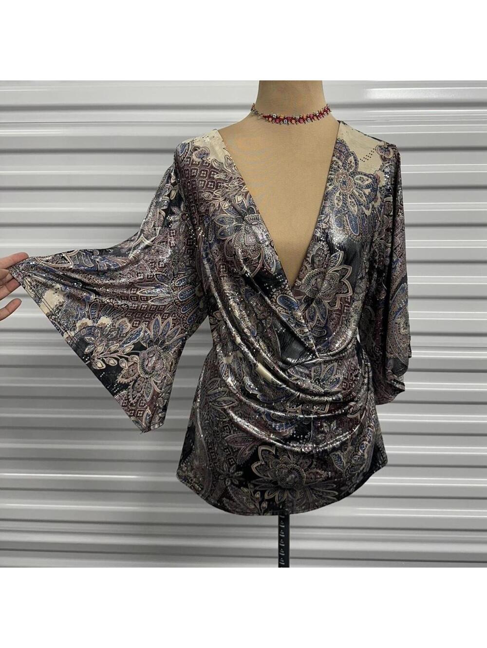 Y2K vintage flare sleeve shoulder top